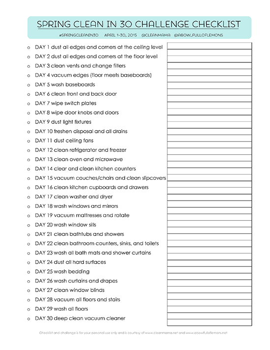 FREE SPRING CLEANING CHECKLIST - Clean Mama